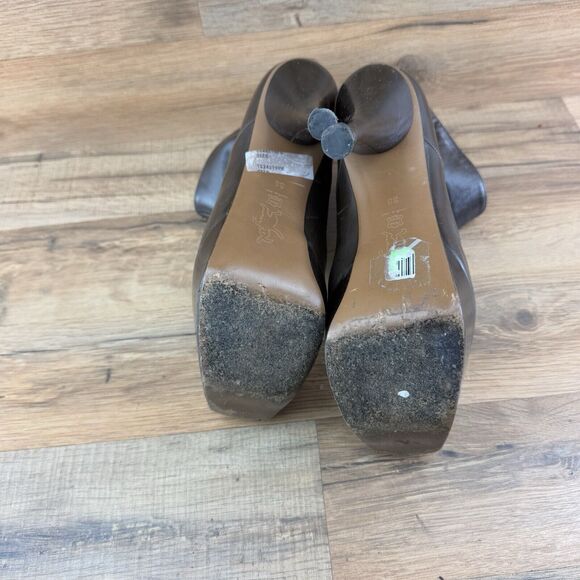 Marni Size 7 38 Brown Platform Square Toe Booties Stiletto Heels - Picture 4 of 9